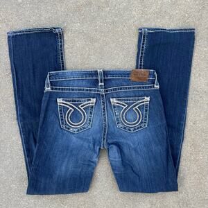 Big Star Liv Boot 28L Dark Wash Blue Jeans Whiskered and Distressed